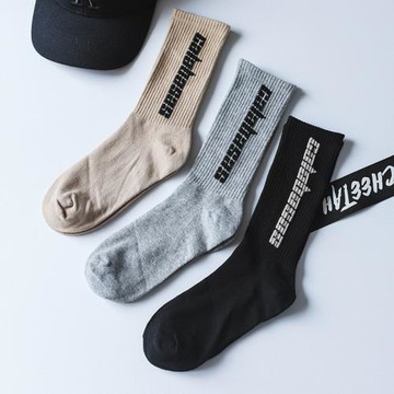 男女春純棉中筒襪侃爺搭配椰子鞋字母長襪高幫歐美街頭滑板潮牌襪