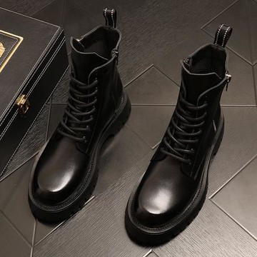 高街馬丁靴2025秋季新款真皮男鞋英倫風百搭短靴厚底高幫工裝靴子