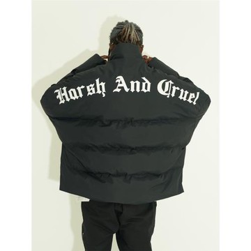 harshandcruel街頭哥特字大字logo印花休閑寬松面包服棉服