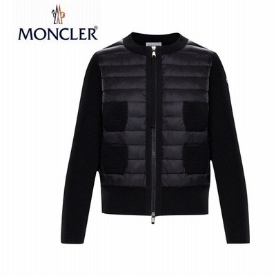 MONCLER モンクレール ダウン×ニットパーカー ブラックS カーディガン