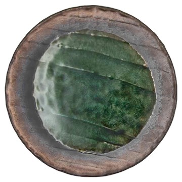 日本製 金結晶綠釉平皿 25 x 2cm 餐盤  綠色 + 棕色  1個