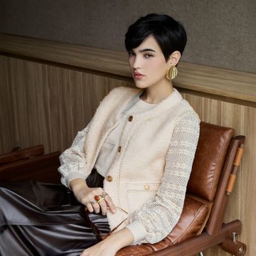 ILEY伊蕾 仿麂皮綿羊毛小香背心(淺粉；M-XL)