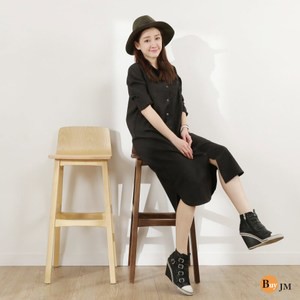 BuyJM北歐風森林系實木風吧檯椅/兩色可選胡桃色(深)