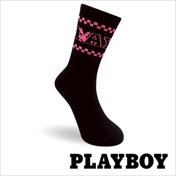 【襪款任選3雙$299 、6雙$511】PLAYBOY 方格女高筒休閒襪-黑 (BD4923)