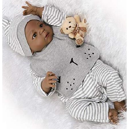 Reborn Baby Dolls African American Boys 22 Inch Silicone Full Body