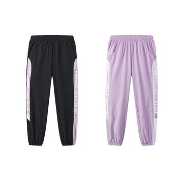 商場同款361童裝女童冰膚運動褲2024夏季新款中大童褲子梭織長褲