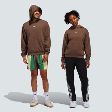 ADIDAS ORIGINALS 愛迪達 阿迪達斯 三葉草 男女連帽上衣-咖啡色 GFX Hoodie HD-IY7372