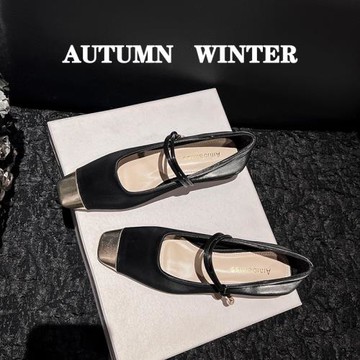 虧本清倉~法式黑色瑪麗珍單鞋女夏季平底粗跟氣質小香風晚晚鞋子