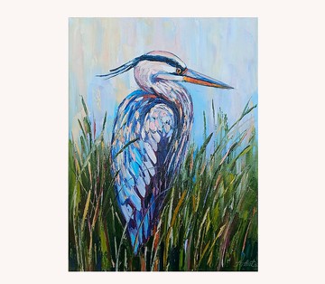 大藍鷺繪畫鳥原創藝術鳥類藝術品鳥牆藝術紋理