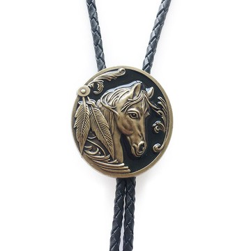 現貨+預購 Bolo tie波洛領帶-鍍銅西部馬頭造型浮雕美式領帶男配件74gx26【獨家進口】【米蘭精品】