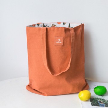 E.City_文青風棉麻雙面環保購物提袋