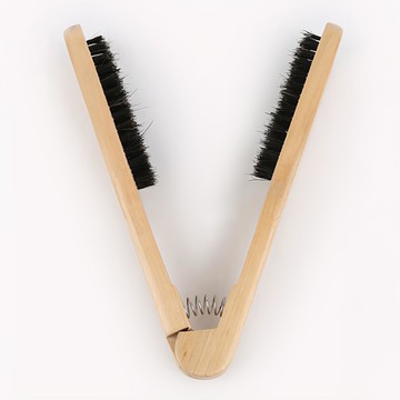 木製夾板梳，天然鬃毛，木質梳柄，輕巧易攜帶，美髮必備  1個  木