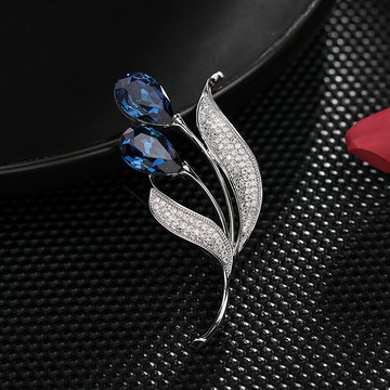 【巴黎精品】胸針鬱金香胸花-水晶花朵鋯石別針女飾品p1ao46