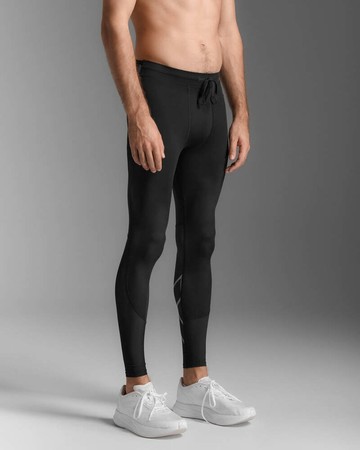 2XU Aero Mesh Compression Tights 男士 全長暢跑透氣多收納口袋訓練壓縮褲｜黑