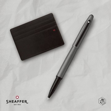 客製化刻字【SHEAFFER】VFM系列霧黑鋼珠筆+經典卡夾禮盒(原廠正貨)