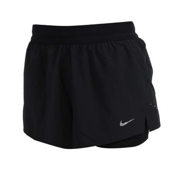 NIKE 女DRI-FIT中腰二合一運動短褲-休閒 三分褲 訓練 HJ5377-010 黑銀