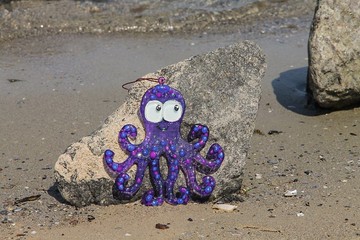 章魚玻璃牆藝術彩繪捕日者獨特透明懸掛家居裝飾