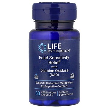 Life Extension, 用於緩解食物敏感的二胺氧化酶（DAO），4.3 毫克，60 粒素食膠囊
