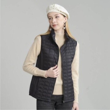 CLL巧玲瓏 立領車格拉鍊背心(黑色) 5334829