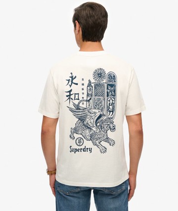 Superdry Men's Tokyo Narrative Loose T-shirt White Size: S