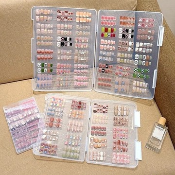 🎀甄選好物🎀加厚款美甲收納盒穿戴甲片展示板透明化妝品收納盒子特大容量便攜