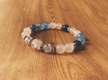 【琉璃系列】粉紅銀箔琉璃珠手鍊