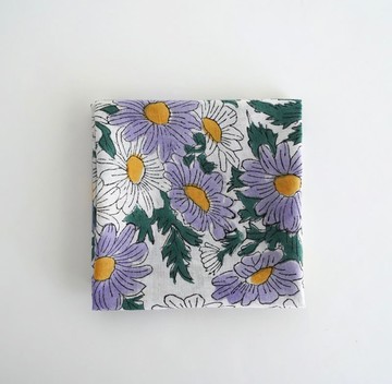 瑪格麗特花卉多功能純棉方巾 紫色