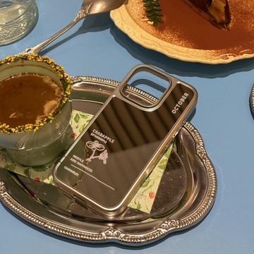 【誕生花系列】October 十月 銀色電鍍框鏡面手機保護殼