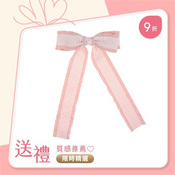 L. ERICKSON 千鳥格紋蝴蝶結髮夾〈淺粉紅〉