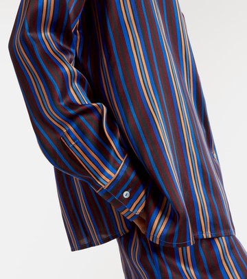 Asceno Maya striped silk charmeuse pajama shirt