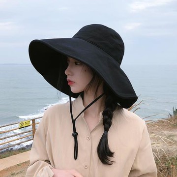 夏棉麻女鋼絲休閑旅游盆帽大檐