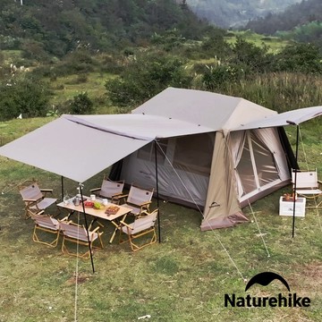 ✨快速出貨✨【Naturehike】Village6.0鈦黑膠一室兩廳屋脊自動帳篷3-4人 旗艦款 ZP021(戶外/露營/帳篷)