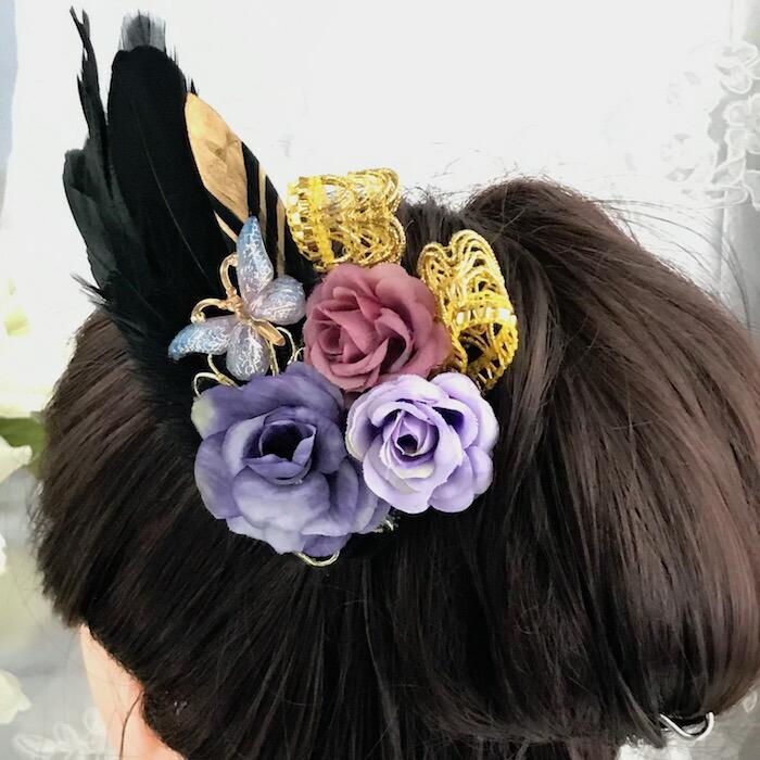 コサージュ ヘアアクセサリー 社交ダンス 薔薇 お花 - フラメンコ