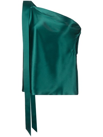 Michelle Mason - silk off-shoulder draped top - women - Silk - 2 - Blue