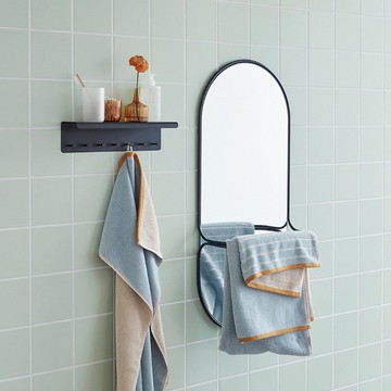 【Hübsch】－021101 黑色金屬邊框附掛鈎架全身鏡 掛鏡 穿衣鏡