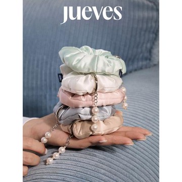 JUEVES星期四絲綢云朵發圈真絲腕繩手機殼掛件手提防丟掛繩高級