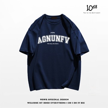 『1068』AGNUNFV 簡約 英文 落肩 多色 熱銷 街頭 寬鬆 棉質 百搭 男女不拘 短袖Tee【A87415】