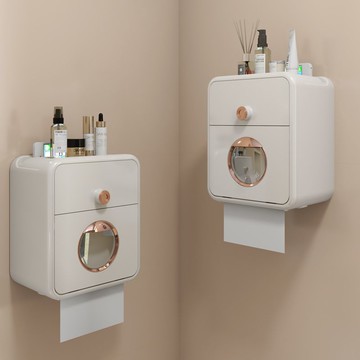 廁紙盒廁所紙巾盒免打孔紙卷紙置物架防水壁掛式抽紙盒