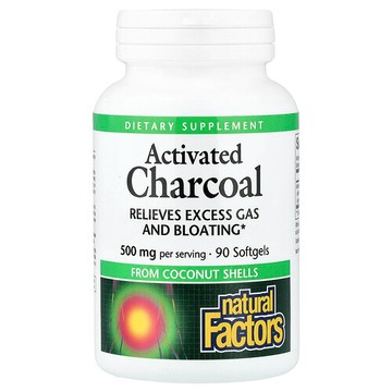 Natural Factors, 活性炭，90 粒軟膠囊（每粒軟膠囊 250 毫克）