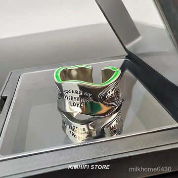 💍限時下殺💍2025年新款爆款牛油果綠戒指男女時尚個性冷淡風開口情侶小衆食指