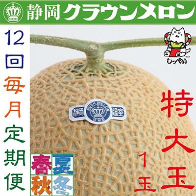 ふるさと納税 磐田市 クラウンメロン(白等級)特大玉1玉・12ヵ月毎月お届け全12回