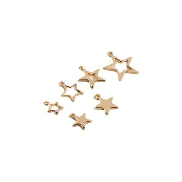 A--14k包金保色五角星吊墜配飾星星掛件手作diy耳吊耳掛墜首飾品配件