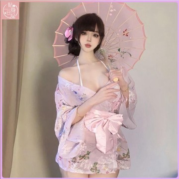 台灣出貨💖浴袍日係透視櫻花和服甜美睡衣性感純慾蝴蝶結睡裙少女日式套裝
