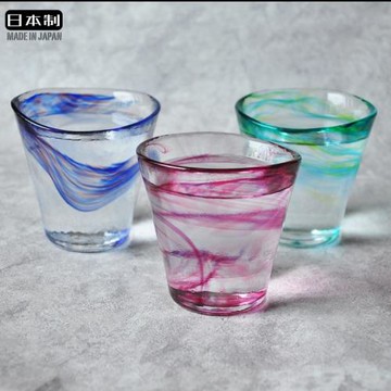 日本進口東洋佐佐木純手工手作玻璃杯加厚水墨彩色可愛創意茶水杯