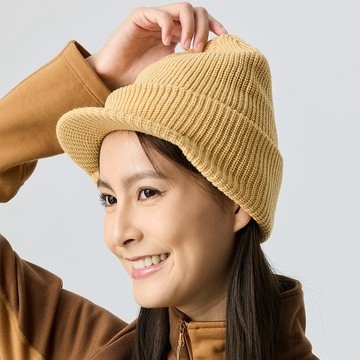 【網路專屬款】帽簷保暖帽(A8AH2409N沙漠棕/針織帽/保暖帽/刷毛帽)