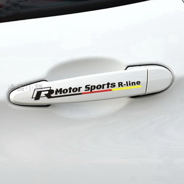 【逸品汽車百貨】Motor Sports R-line 門把貼紙 車門把手貼紙 反光 防水 4入裝 RS4 A4 A6