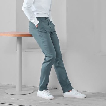 THEMASEE男裝丨湖藍色修身西褲男百搭小直筒商務休閑上班長褲歐美