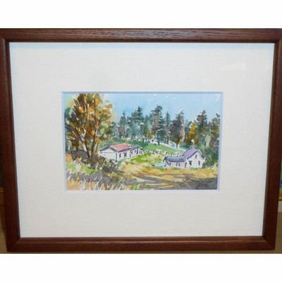 絵画「木曽路より御岳山をのぞむ」　水彩画 絵画 水彩画 横尾武之 作 「初秋の八ヶ岳」 風景画 インテリア