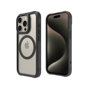 ABSOLUTE｜LINKASEAIR iPhone 15 Pro 6.1吋 超越軍規防摔高硬度大猩猩玻璃保護殼 低調感霧黑