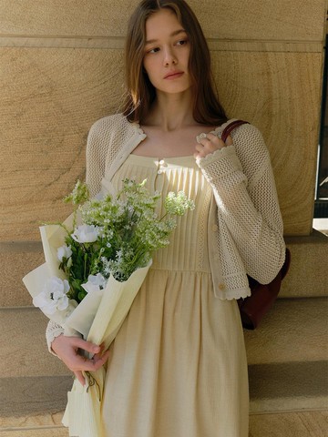 ROUND CROP NET CARDIGAN [natural beige]